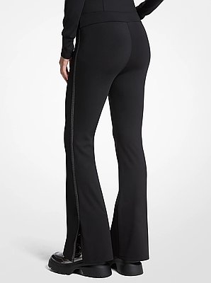 Leggings svasati in nylon stretch con fettuccia con logo