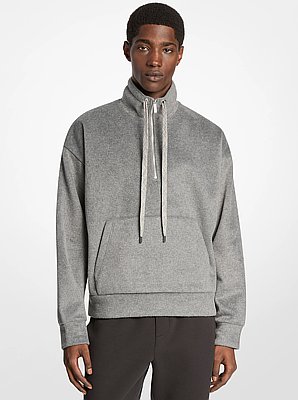 Pullover in flanella con mezza zip