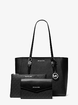 Charlotte Large Leather and Signature Logo 3-in-1 Tote Bag