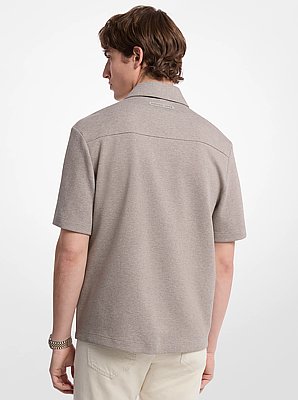 Camisa de mezcla de algod&oacute;n de punto doble con cremallera