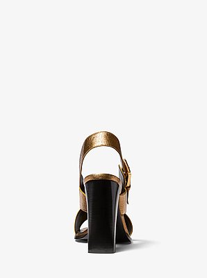 Jasmine Metallic Lizard Embossed Leather Sandal