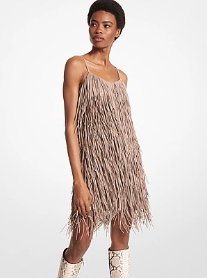 Bonded Suede Fringed Dress