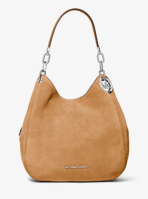 Lillie Large Suede Shoulder Bag in PEANUT | Michael Kors image number 0