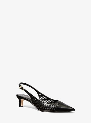 Amara Laser-Cut Leather Slingback Pump