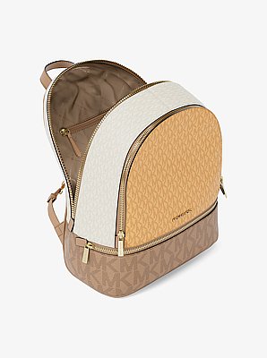 Rhea Medium Color-Block Signature Logo Backpack