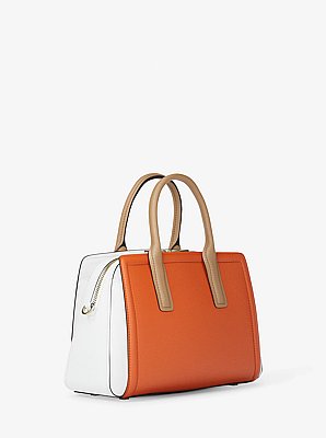 Sacoche Laila de taille moyenne en cuir grain&eacute; &agrave; blocs de couleurs