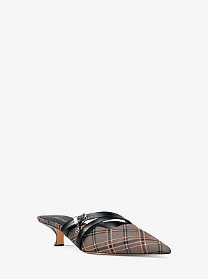 Yvette Plaid Print Kitten Mule