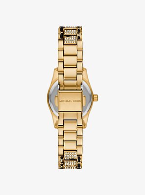 Petite Lexington Pav&eacute; Animal Print Gold-Tone Watch