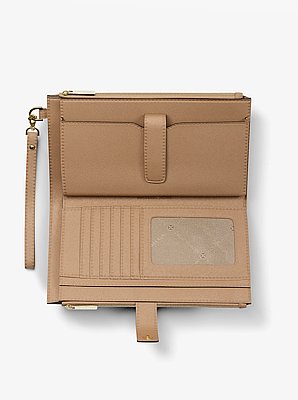 Jet Set Large Leather Smartphone Wristlet Wallet