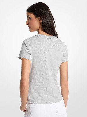 Embellished Logo Stretch Cotton Jersey T-Shirt