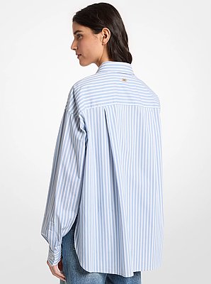 Overhemd van katoenmix met stretch en strepen