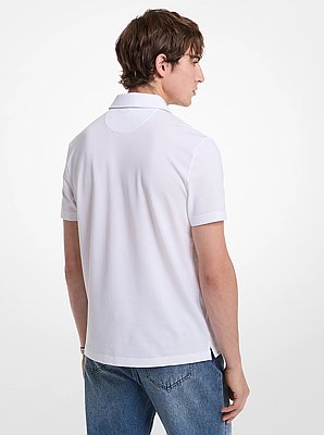 Cotton Blend Piqu&eacute; Zip-Up Polo Shirt