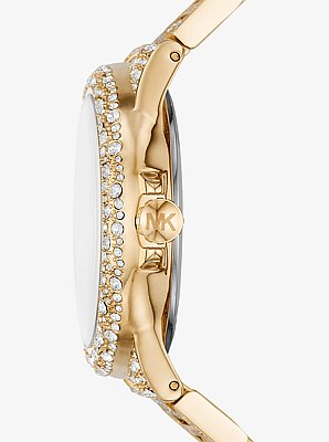 Oversized Camille Pav&eacute; Gold-Tone Watch