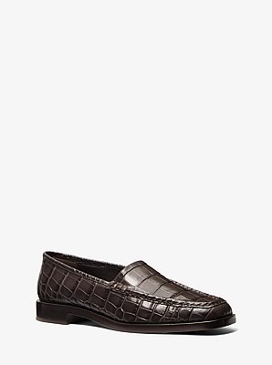 Carolyn Crocodile Embossed Leather Loafer