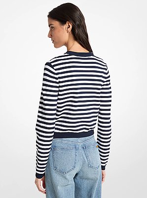 Striped Stretch Knit Cardigan