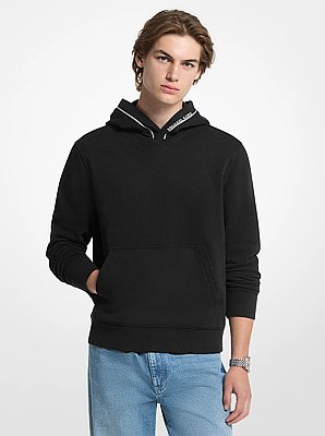 Logo Trim Cotton Blend Terry Hoodie