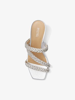 Celia Embellished Metallic Kitten Sandal
