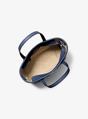 Tr&egrave;s petit sac fourre-tout convertible Eva en denim jacquard &agrave; logo