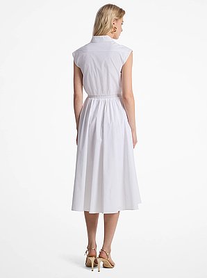 Stretch Cotton Poplin Midi Dress