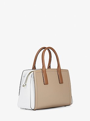 Bolso satchel Laila mediano de piel granulada con bloques de color