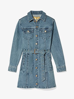 Mini-robe en jean &agrave; ceinture
