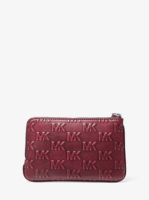 Jet Set Travel Small Burnished Logo Embossed Wristlet