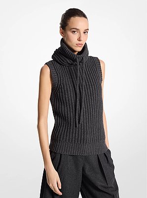 Cashmere Sleeveless Funnel-Neck Sweater