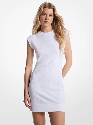 Vestido jersey jacquard con logotipo y manga ragl&aacute;n