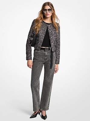 Veste f&eacute;minine en tweed m&eacute;tallis&eacute;