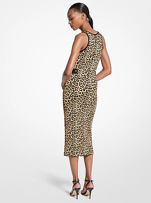 Leopard Print Stretch Viscose Midi Tank Dress