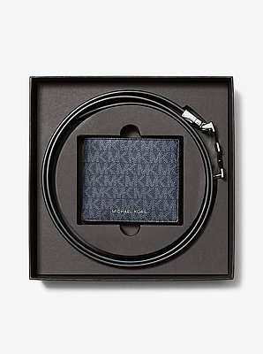 Signature Logo Wallet and Reversible Belt Gift Set