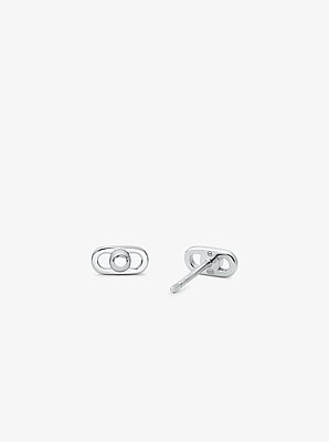 Tr&egrave;s petites boucles d'oreilles &agrave; maillons Astor, en argent sterling plaqu&eacute; en m&eacute;tal pr&eacute;cieux