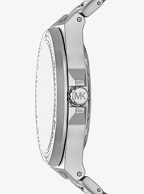 Oversized Lennox Pav&eacute; Silver-Tone Watch