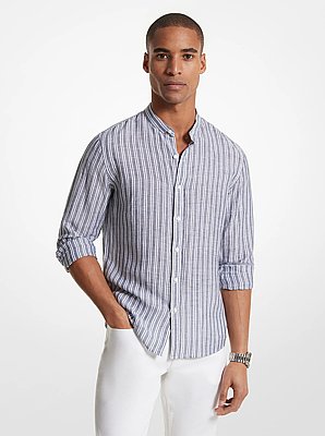 Chemise en m&eacute;lange de lin &agrave; rayures