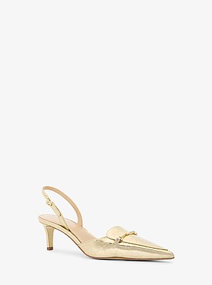 Lena Crackled Metallic Leather Slingback Pump