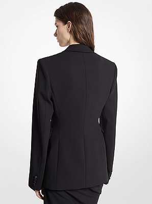 Blazer de esmoquin drapeado de lana el&aacute;stica