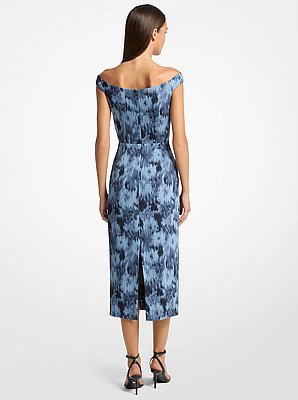 Floral Chin&eacute; Stretch Cady Sheath Dress