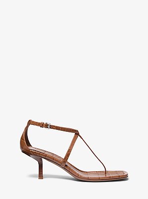 Anna Crocodile Embossed Leather Sandal