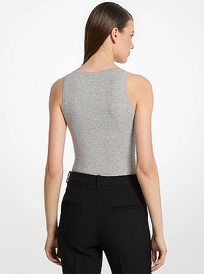 Ribbed Stretch Viscose Tank Top Bodysuit