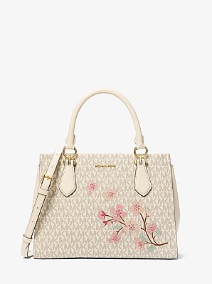 Bolso satchel Marilyn mediano con logotipo exclusivo adornado in CREMA CLARO MULTICOLOR | Michael Kors image number 0