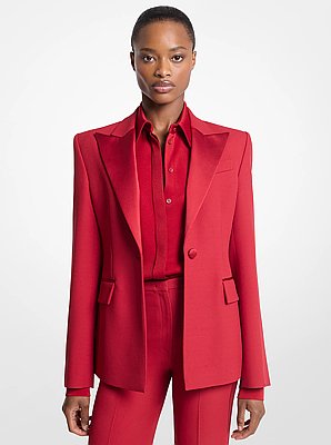 Blazer Georgie de crep&eacute; sabl&eacute; doble