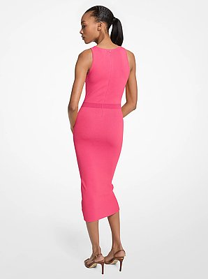 Vestido midi de tirantes en mezcla de viscosa el&aacute;stica