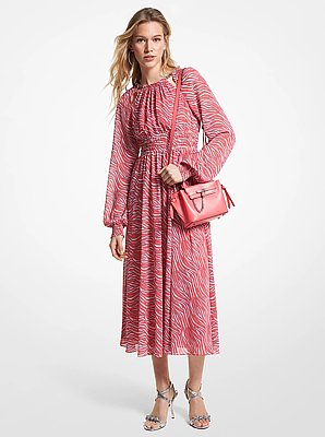 Zebra Print Georgette Midi Dress