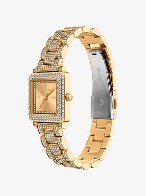 Petite montre Gwynn de ton or &agrave; pav&eacute;