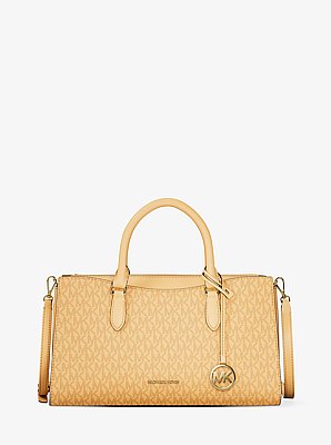 Arden Medium Signature Logo Top-Zip Satchel