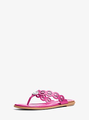 Janie Perforated Logo Leather Sandal