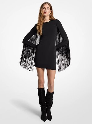 Fringed Matte Jersey Dress
