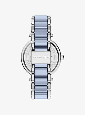 Oversized Parker Pav&eacute; Blue-Tone Watch