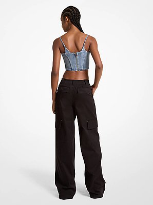 Pantalon cargo &eacute;vas&eacute; en coton biologique extensible