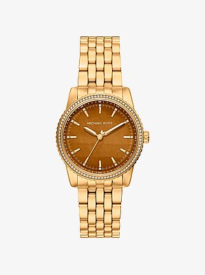 Horloge Bryant met siersteentjes, goudkleurig